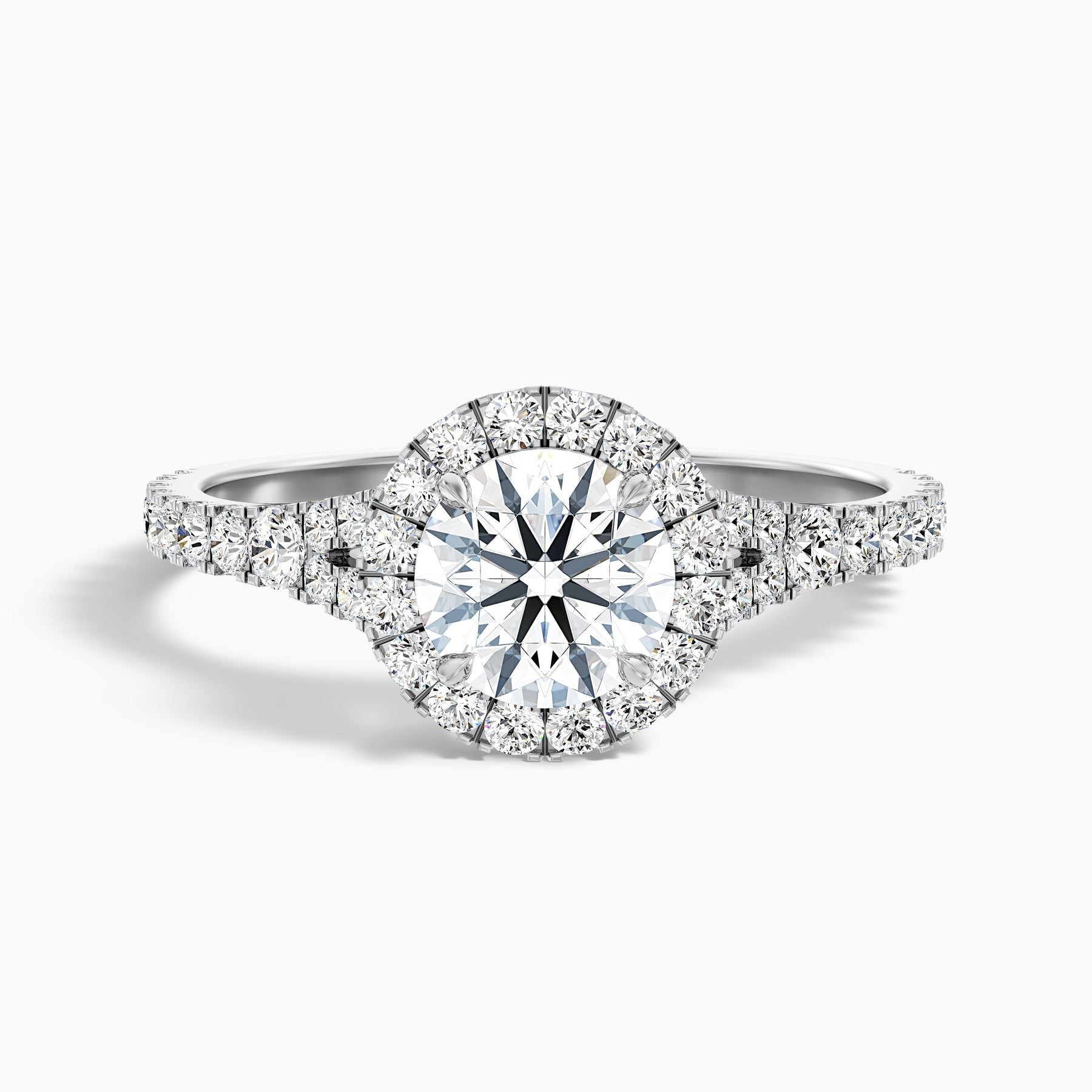 Aether 1 Carat Round Halo Pave Lab Grown Diamond Ring in 10k White Gold